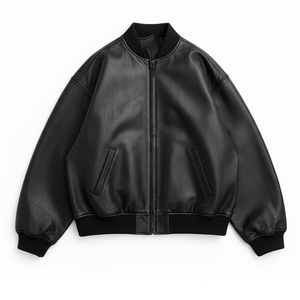 Áo khoác da bò thật, may theo yêu cầu OEM, kiểu dáng rộng, chống gió, dành cho nam, có khóa kéo, thích hợp đi xe máy, mùa đông, phong cách thường ngày - Product Image 1