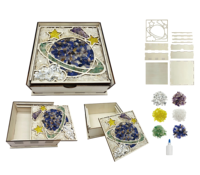 Kit de bricolage pour boîte de rangement en bois avec mosaïque de cristaux, créez votre propre jouet artistique en pierres précieuses pour enfants