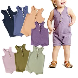 Summer Custom Unisex Baby Clothes Sleeveless Tank Rompers Newborn Baby Bodysuit Sleeveless Jumpsuit Romper