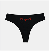 Nouveauté 2025 : String Sexy Noir pour Femme de Yoga, en Tissu Confortable et Doux, avec Imprimé Lettres, Culotte Quotidienne Sans Coutures
