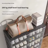 Armoire de rangement moderne à deux portes pour boîtes à fourmis Armoire à chaussures pliable en matière plastique noire sans installation