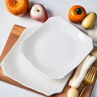 Assiettes carrées en céramique blanches de 8/9/10 pouces en gros – Ensembles d'assiettes à steak et à dessert en porcelaine pour fêtes, cadeaux, cuisines et hôtels