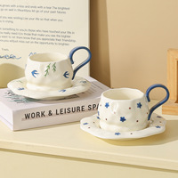 Ensemble tasse à café et soucoupe en céramique peinte à la main, design haut de gamme, mug créatif, tasse à thé de l'après-midi, compatible micro-ondes et lave-vaisselle