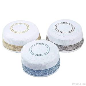 Gorro de Oración Musulmán para Hombre, Tejido, Tipo Kufi/Tofi/Taqiyah, Color Blanco, Venta al Por Mayor 2023 - Product Image 3