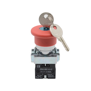 22mm Mushroom <strong>Push</strong> <strong>Lock</strong> Key Release <strong>Push</strong> Button Switch XB2 Key Emergency Stop Rotary Latching <strong>Push</strong> Button Switch - Product Image 2