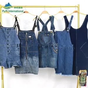 cheap china wholesale clothing jean suspender skirt second hand export clothing korean used clothes