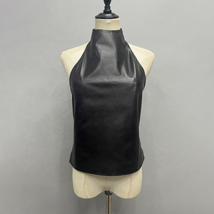 <span class=keywords><strong>Gilet</strong></span> en cuir à col halter Jancoco, nouveau design, pour femmes, en cuir de mouton tanné végétal, col haut, sur mesure - Product Image 2