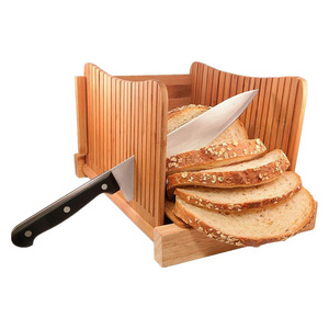 Bamboo <b>Bread</b> Slicer Cutting Board Foldable Wood <b>Bread</b> <b>Cutter</b> Kitchen Tool For Home And Commercial Use - Product Image 3
