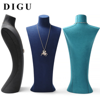 Présentoir à bijoux de luxe en microfibre grande taille DIGU, vitrine de magasin de bijoux, buste incurvé surdimensionné pour colliers