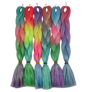 2021 nuovo Stile di Estensioni Dei Capelli Della Miscela del Commercio All'ingrosso di Fabbrica-Tinsel Ombre Jumbo Sintetico Treccia Dei Capelli Con Il Prezzo Poco Costoso - Product Image 3