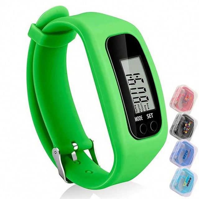 Customized Cheap Durable Plastic/Silicone Fashion Fitness Step Counting Bracelet Walking Tracker Calorie Sports Pedometer Watch