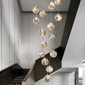 Lamps Lighting 2024 Modern Glass Chandelier Light Our Patent Glass Ball Pendant Lamp Long Hanging Lamp For Villa Stairs Restaurant Living Room