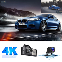 Pelacak GPS dasbor ganda 4K, kamera DVR mobil dengan layar IPS 3.16 inci WiFi/Android untuk bukti asuransi Amerika Utara garansi 1 tahun