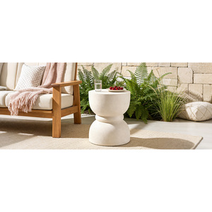 Mesa Auxiliar de Hormigón para Exteriores, Taburete Decorativo Redondeado para Jardín, Uso en Interiores y Exteriores - Product Image 3