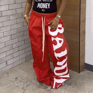 Pantalones casuales de hip-hop de moda de calle alta para mujer, ajuste holgado con cordones y letras Transfronterizas Europeas americanas nuevas - Product Image 5