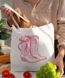 Nouveauté : Grand sac fourre-tout en toile de coton blanc personnalisé, sac à bandoulière réutilisable avec logo imprimé pour le shopping et la promotion - Product Image 5