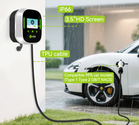 Borne de recharge murale pour véhicules électriques Type 1 48 Ampères 11kW, station de recharge pour voitures électriques 48A avec WiFi, application, RFID, IP66, grand écran