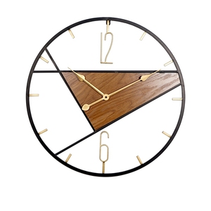 ART NEST Oldtown Farmhouse Rustic Industrial Style Black Metal and Wood <b>Large</b> Noiseless Wall <b>Clock</b> - Product Image 3
