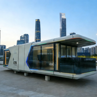 Capsule Tiny House, structure en acier préfabriquée modulaire, unité de logement ronde, alimentée à l'énergie solaire, écologique, pour un logement extérieur flexible