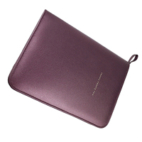 Cremallera Padfolio B5 Carpeta de archivos Business Faux Leather Purple Portfolio Logotipo en relieve personalizado Bolsa de documentos de cuero con cuaderno