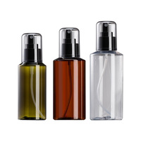 Bouteille en plastique d'emballage de couleur personnalisée 100ml 150ml Bouteille de lotion en spray PET transparente brune avec pompe noire