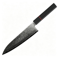 Couteau de Chef Professionnel en Acier Damas pour Cuisine Japonaise, Sashimi, Design Moderne Luxueux, Tranchant, Écologique, Manche en Bois