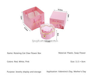 Valentine's Day Mother's Day <b>Cat</b> Paw Soap & Preserved Flower Waterproof Portable Jewelry Box - Product Image 5