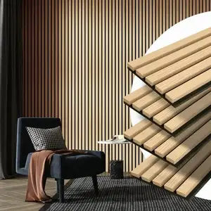 Schalldichte Holzpaneele Wanddekoration Interieur Walnuss-Akustik-Holzlattenwandpaneele