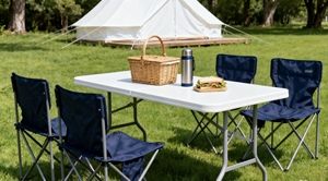 Table pliante en plastique HDPE de 6 pieds avec plateau blanc pour buffet, mobilier de jardin extérieur, idéale pour hôtels et hôpitaux (vente en gros) - Product Image 4