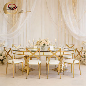 Mesas Ovaladas de Acero Inoxidable para Eventos y Bodas, Alquiler de Muebles para Eventos en Interiores - Product Image 1