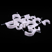 Lot de 100 attaches-câbles circulaires en plastique blanc/noir, serre-câbles PE, supports muraux pour fils électriques, attaches-câbles ronds à clou