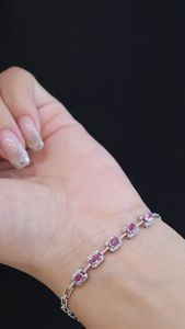 Xinfly 18K Gold Total 0.9ct Pink Sapphire & Diamond Luxury <b>Bracelet</b> - Product Image 4