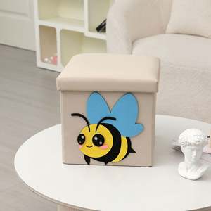 Taburete de Almacenamiento para el Hogar, Plegable, Caja de Juguetes para Niños, Otomana con Tapa - Product Image 2