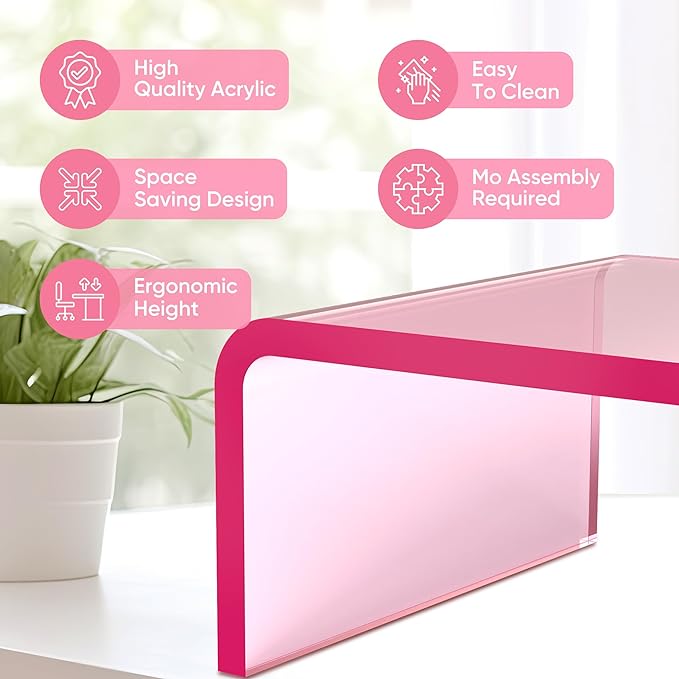 Supporto decorativo da tavolo in acrilico trasparente, supporto per monor, visualizzatore per laptop, organizer da tavolo, ripiano per proteggere il collo  15