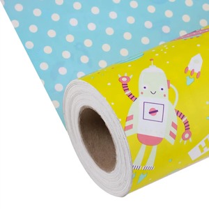Robot Space Theme Eco-Friendly Yellow Art <b>Paper</b> <b>Roll</b> 100GSM Coated Recyclable Gift <b>Wrap</b> Double Side Wood Pulp Digital Printing - Product Image 2