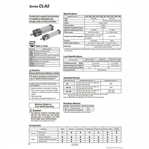 SMC Pneumatics Fine Lock Cylindre CLA2F63-500-E Pièces Pneumatiques - Product Image 1