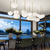 Lámpara Colgante de Techo Personalizada con Diseño de Globos, Candelabros de Alabastro, Decoración Creativa de Bolas de Mármol para Dormitorio y Sala de Estar