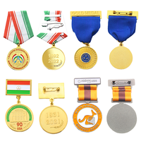 Ensemble de médailles personnalisées rondes et colorées avec ruban, logo personnalisé, reconnaissance sportive, vente en gros, fabricant OEM ODM, événement promotionnel