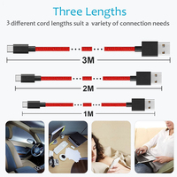 Kabel Data Transfer USB Type C Nylon Braided Berkualitas Tinggi 1m 2m 3A Pengisian Cepat untuk Ponsel