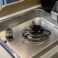 Évier RV en acier inoxydable SUS304 argenté, cuisinière à gaz à allumage électrique à un brûleur 1,8 kW, légère et luxueuse pour caravane, camping-car, bateau