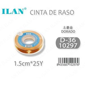 Nastro in raso Ilan 1,5 cm x 25 iarde oro D36 per artigianato e cucito - Product Image 3