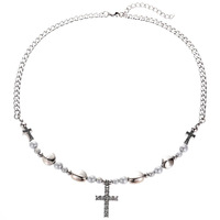 Collier Croix en Cuivre Perlé Réfléchissant Luxe Niche, Entièrement Serti de Diamants, Style Européen et Américain Tendance pour Hommes, Hip-Hop Urbain