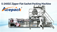 Machine d'emballage à grande vitesse Acepack pour sachets de granulés alimentaires, chewing-gum, avec formage, remplissage et scellage de films en rouleau à fermeture éclair