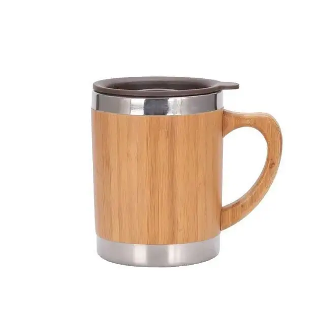 Eco-Friendly Factory Wholesale Stainless Steel Vacuum Tumbler Bamboo With Lid And Wooden Handle