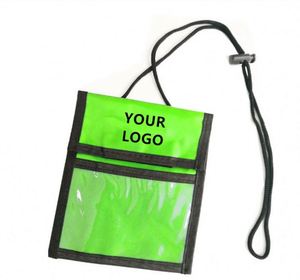 Badge Pen Loops and Zipper Pocket Name Tag Holder With Storage Pouches Display Window Adjustable Lanyard <b>Gift</b> - Product Image 1