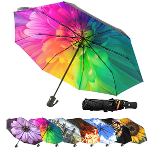 Wholesale Full <b>Printing</b> Hawaii Style Umbrella 21Inch Auto Open Close 3 Folding Umbrella for Activity - Product Image 1