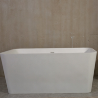 Baignoire autoportante rectangulaire en acrylique, grande capacité, idéale pour les hôtels