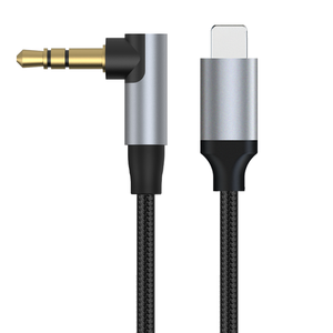 Cable de Audio de 8 Pines Macho a 3.5mm Macho en Ángulo Recto de 90 Grados, Cable de Audio para <span class=keywords><strong>Apple</strong></span> con Conector Chapado en Oro y Trenzado de Nailon para Altavoces de Coche - Product Image 1
