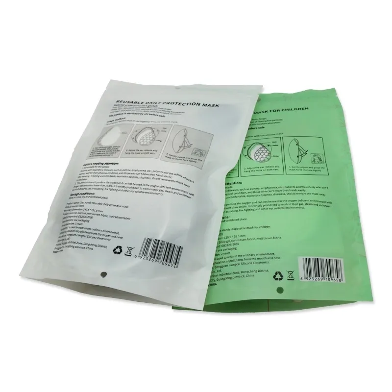 Custom design printing resealable plastic ziplock N95/disposable face shield packaging bag