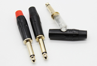 Colokan bisu 6.35MM 2 tiang, konektor kawat Mono 6.35MM colokan pria berlapis emas, konektor mikrofon